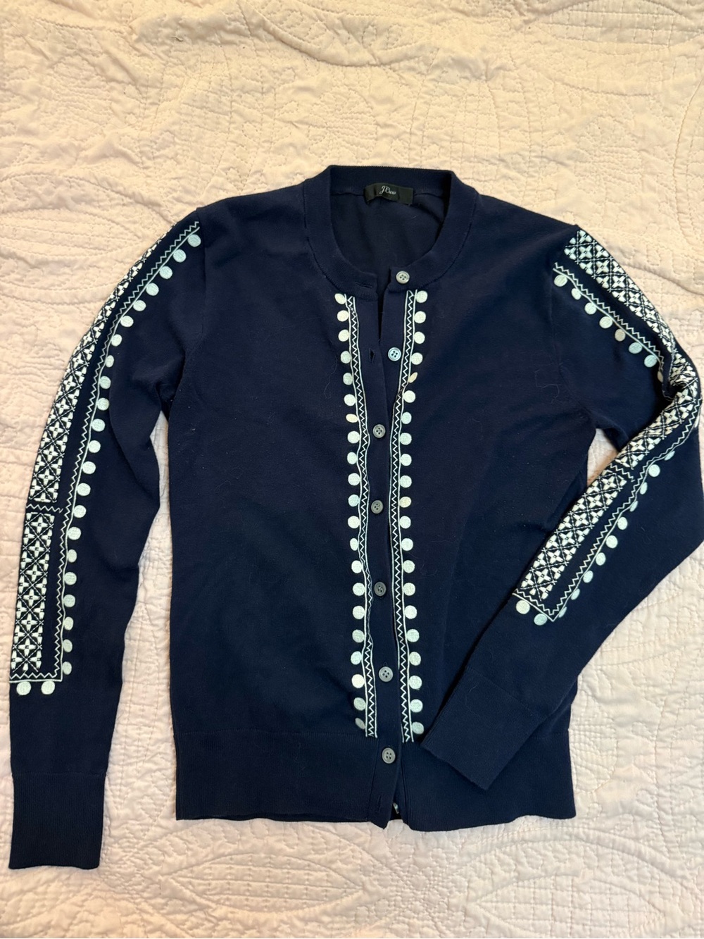 J. Crew Navy Blue Knit Crewneck Cardigan